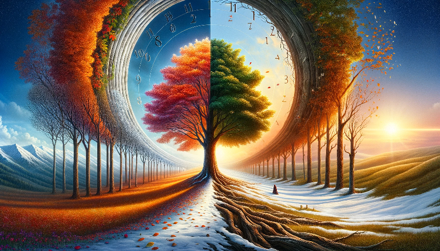 Image with a tree in time and seasons